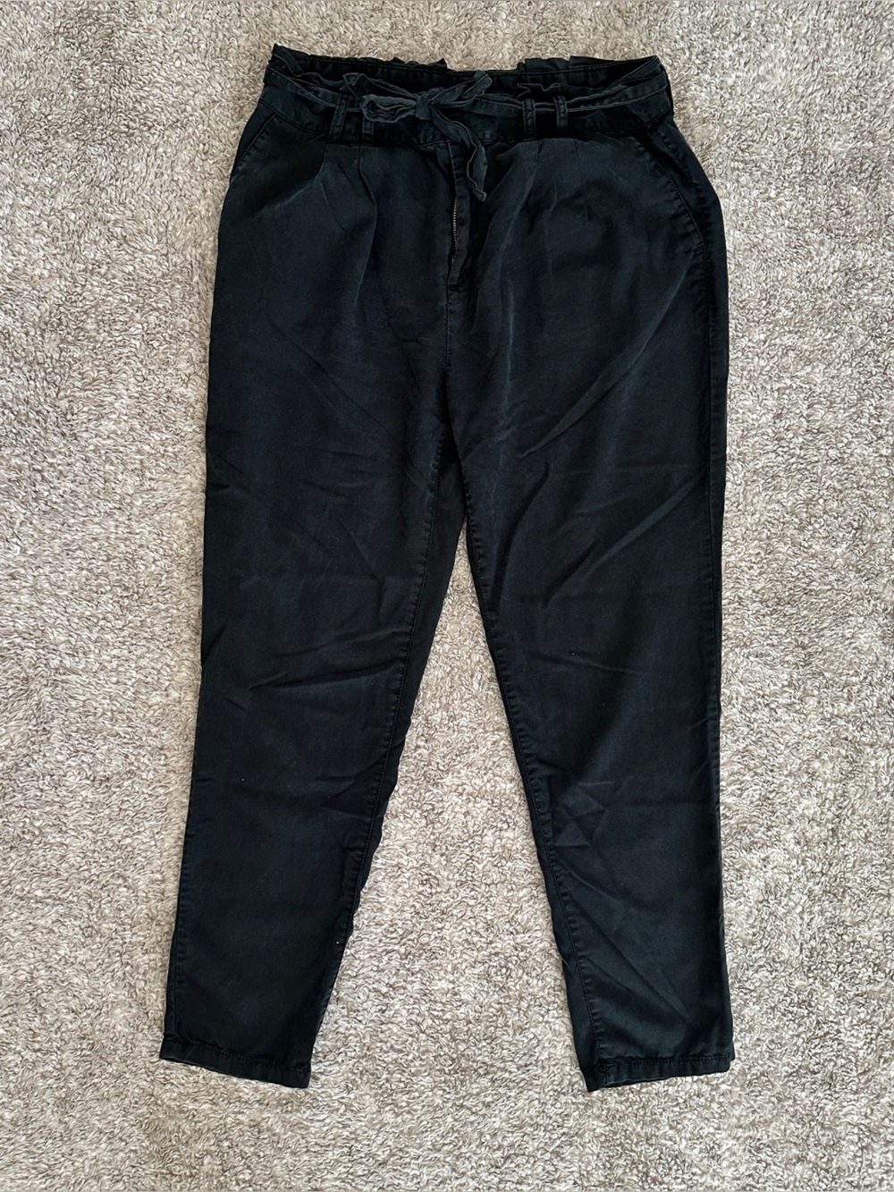 GAP Black Tie Waist Lyocell Paper-bag Trousers